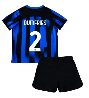 Inter Milan Denzel Dumfries #2 Replika Babytøj Hjemmebanesæt Børn 2023-24 Kortærmet (+ Korte bukser)